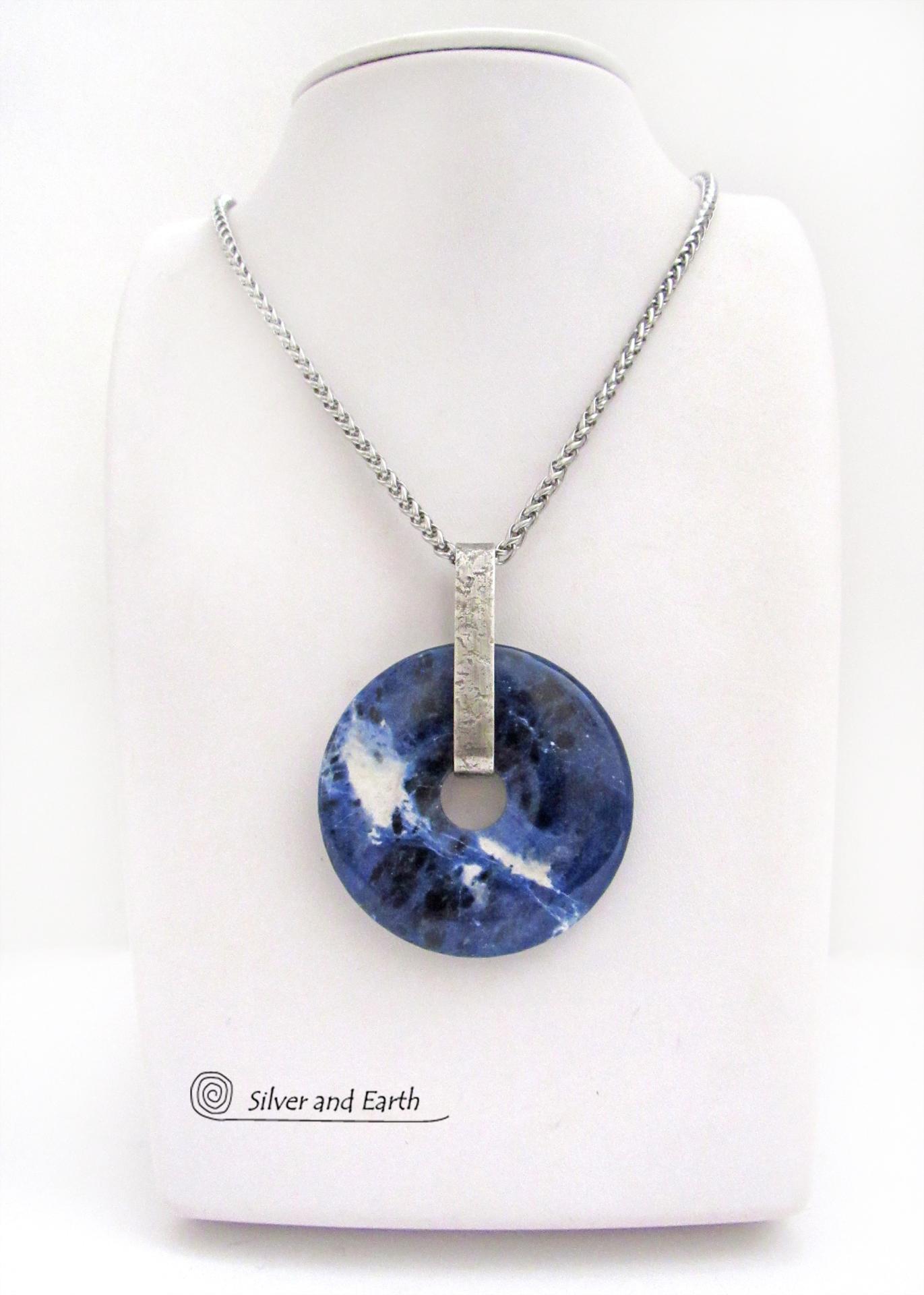 Nature inspired Genuine Sodalite .925 Sterling Silver handmade on sale Pendant